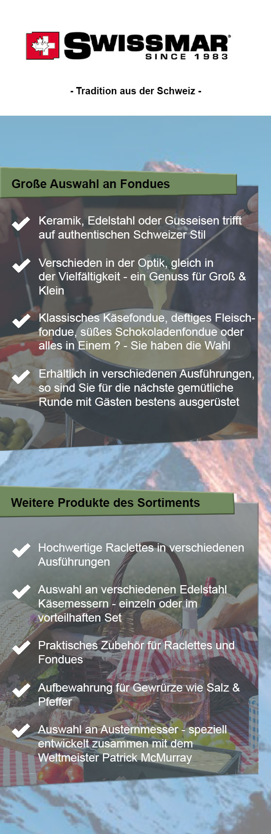 Swissmar viereckige & im | Porzellan Set Teller weiße 4er Fondue- Raclette MM-ComSale