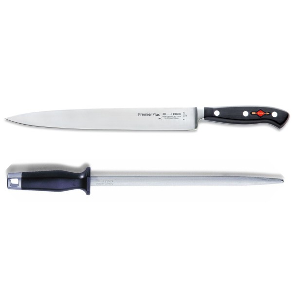 Dick Premier Plus Tranchiermesser 26 cm & runder Standard Wetzstahl 30 cm