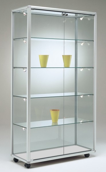 schmale moderne Glasvitrine Ausstellung abschließbar 100 x 40 cm - Art.-Nr. BV9942-ob-r-gr