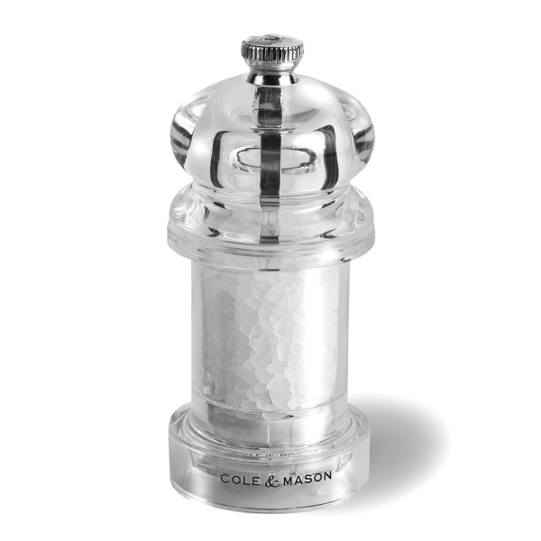 Cole & Mason klassische kleine Acrylglas Salzmühle 10.5 cm