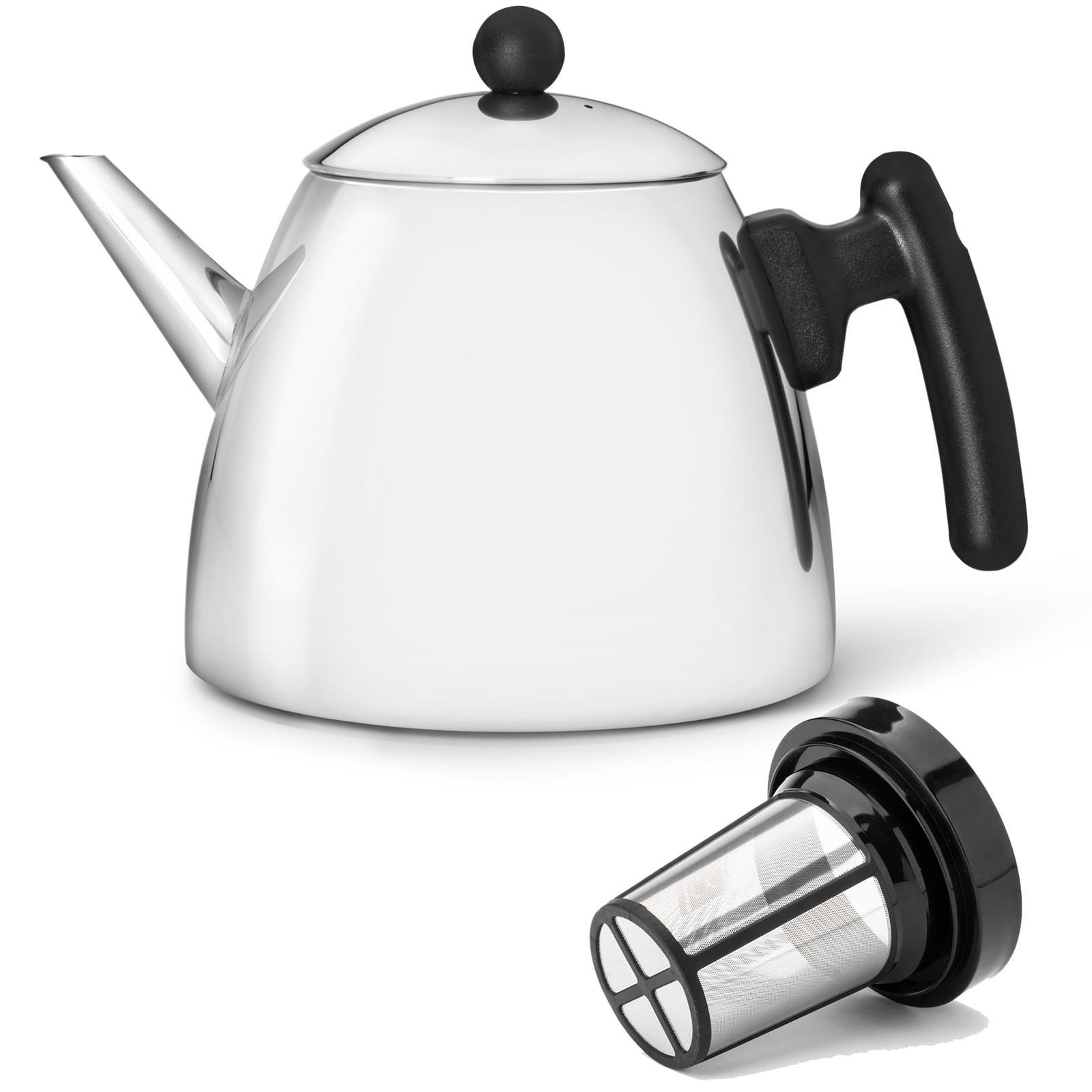 Bredemeijer glänzende doppelwandige Edelstahl Teekanne | MM-ComSale Liter Filter-Sieb 1.2 mit