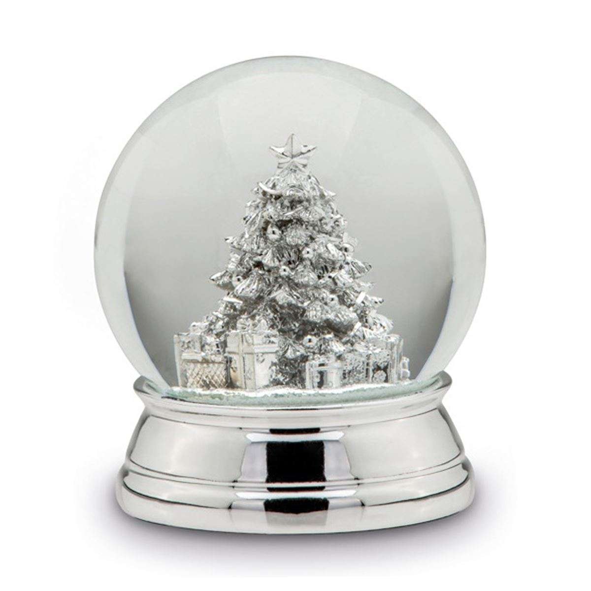 große versilberte Glas Schneekugel Ø 10 cm Motiv Christbaum | MM-ComSale