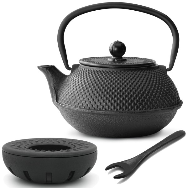 Bredemeijer asiatisches Teekannen Set aus Gusseisen mit Stövchen & Deckelheber