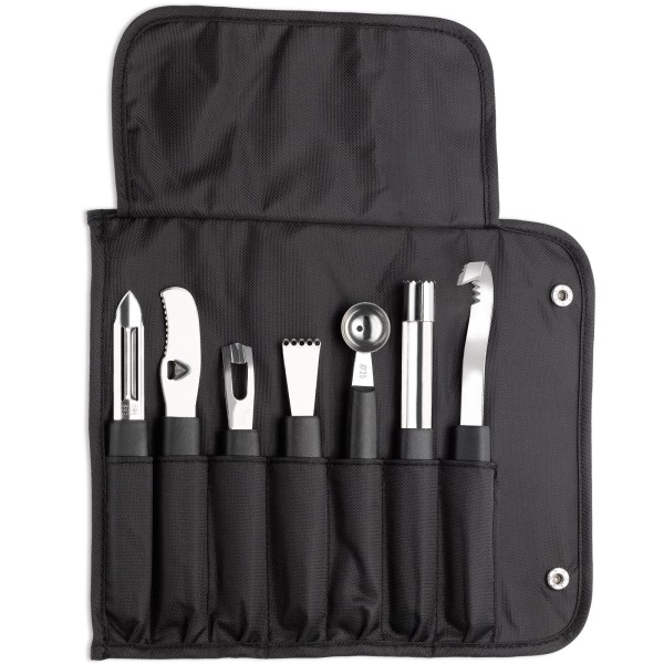 Giesser schwarze Rolltasche 7-tlg. bestückt mit Schnitz- und Garnierwerkzeuge