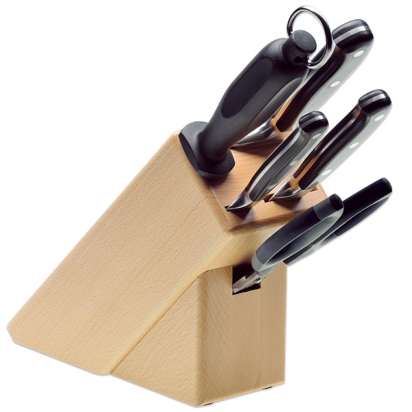 Giesser Küchen Messerblock 5-tlg. BestCut aus Holz inkl. Wetzstahl & Haushaltsschere - Art.-Nr. 9891 b5 bc