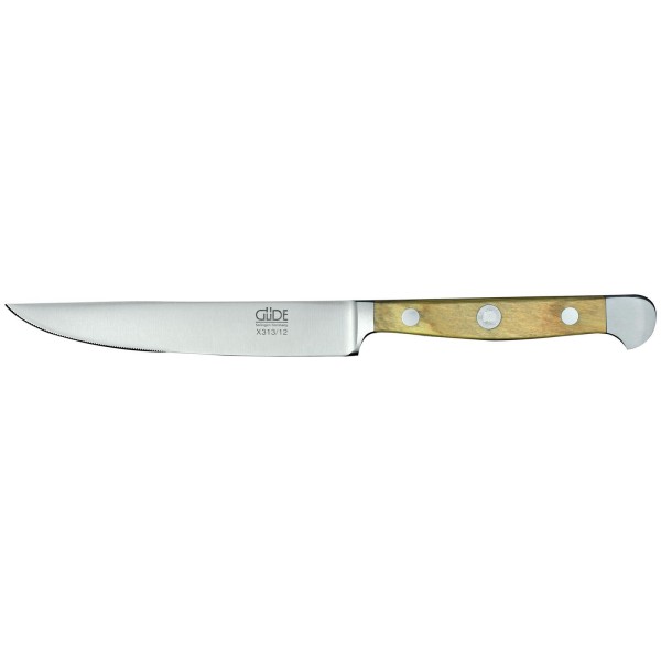 Güde Steakmesser schmale 12 cm Klinge vorn leicht gezahnt geschmiedet & Olivenholzgriff - Art.-Nr. X313-12