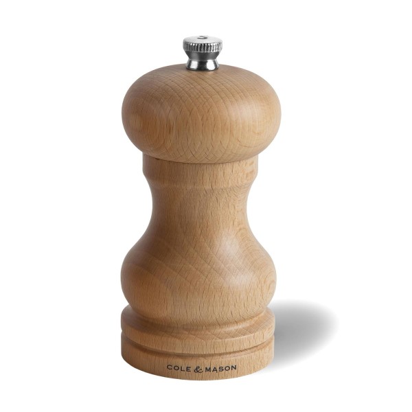 Cole & Mason kleine klassische Salzmühle 12 cm aus hellem gebeiztem Buchenholz