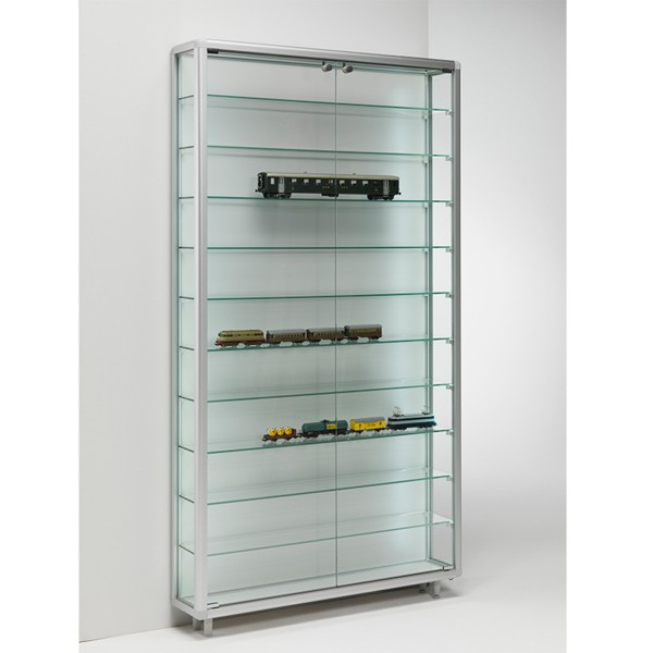 große Sammler Glas Wandvitrine 100 cm LED beleuchtet abschließbar - Art.-Nr. BV9920-mb-gr